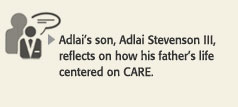 Adlai's son reflects button